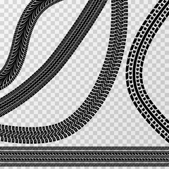 Wall Mural - Different tire car and bike tracks isolated on checkered background - vector stock