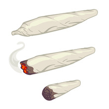 Marijuana Joint, Spliff, Smoking Drug Cigarette Vector Illustration