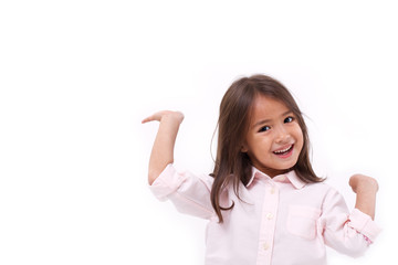 Wall Mural - happy, smiling female asian caucasian kid playing