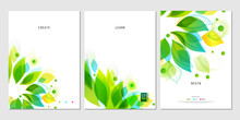 Set Of Business Posters With Abstract Leaf