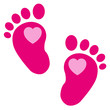 © teracreonte - Icono plano pies de bebé con corazón color rosa