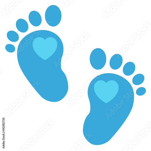 Icono Plano Pies De Bebe Con Corazon Color Azul Stock Vector Adobe Stock