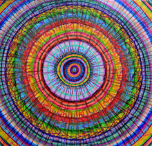 Colorful Mandala, Multicolor Pattern. Drawing. Crayons.