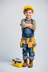 Wall Mural - Little boy in tool belt