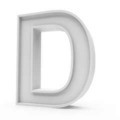 Fototapete - 3d Rendering grey material letter D isolated white background