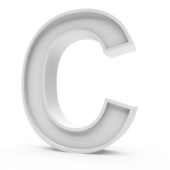 Fototapete - 3d Rendering grey material letter C isolated white background