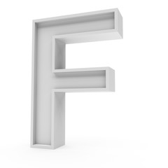 Fototapete - 3d Rendering grey material letter F isolated white background