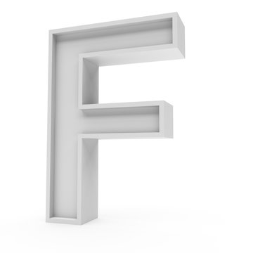 3d Rendering grey material letter F isolated white background