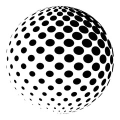 Poster - Sphere with a halftone pattern. Dotted orb design element isolated on white. vector 3D logo