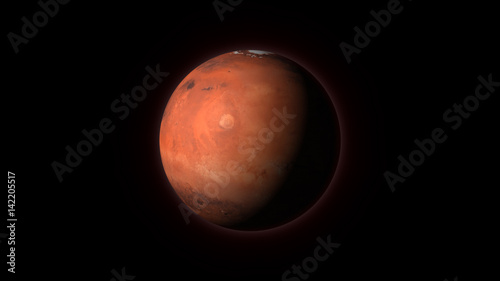 Obraz na płótnie Planeta Mars na czarnym tle