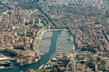 Wall Mural - aerial of Marseilles harbor and old town