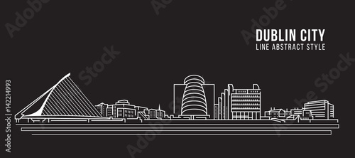 Cityscape Building Line art Vector Illustration design - Dublin city Wallpaper Mural