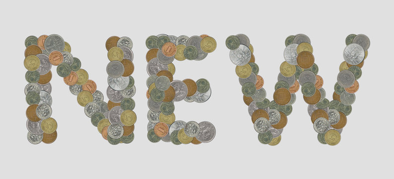 NEW – Coins on gray background