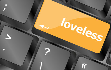 Poster - loveless on key or keyboard showing internet dating concept