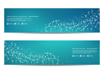 Wall Mural - set of modern scientific banners. molecule structure dna and neurons. abstract background. medicine,