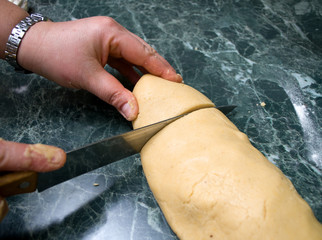 Creating and kneading the dough for gingerbread