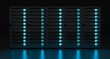 Dark server room data center storage 3D rendering