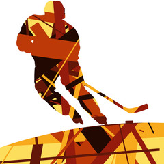 Wall Mural - Hockey player sport silhouettes mosaic abstract background illustration