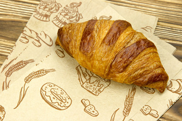 fresh hot croissant with chocolate bakery