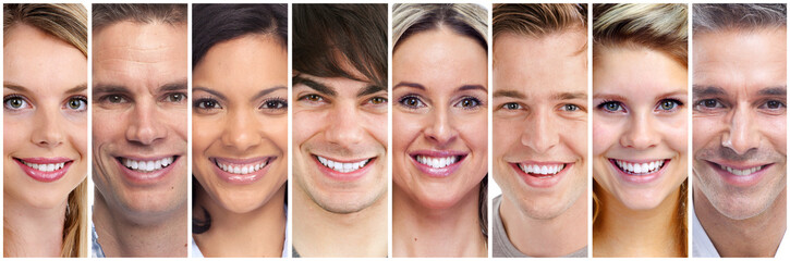 Wall Mural - happy people face set