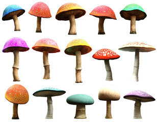 Wall Mural - Mushrooms 3D illustration