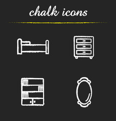 Sticker - Furniture chalk icons set