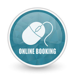 Aufkleber - Online booking brillant crystal design round blue web icon.