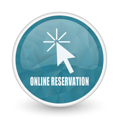 Aufkleber - Online reservation brillant crystal design round blue web icon.
