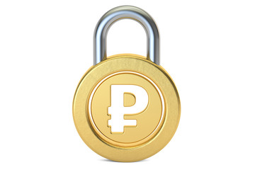 Poster - ruble padlock, 3d rendering