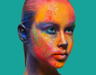 Wall Mural - Creative art of make up, fashion model closeup portrait
