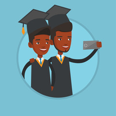 Sticker - Graduates making selfie vector illustration