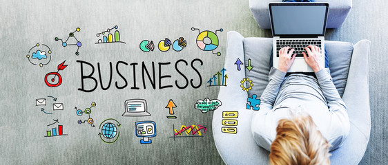 Wall Mural - business text with man