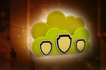 Poster - 3d illustration Cloud with shield
