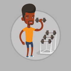 Poster - Man lifting dumbbell vector illustration.