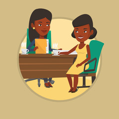 Sticker - Two businesswomen during business meeting.