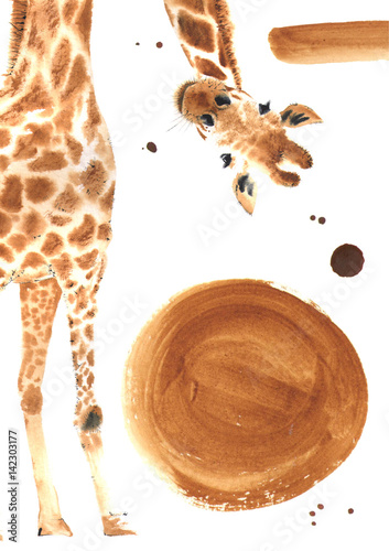 Fotomural Realistic watercolor giraffe