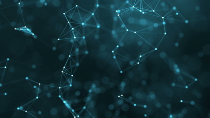 Wall Mural - 4k abstract futuristic technology background with lines and dots