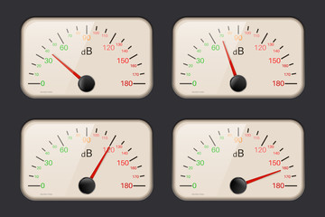 Decibel meters on dark background