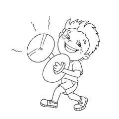 Wall Mural - Coloring Page Outline Of cartoon Boy playing the cymbals. Musical instruments. Coloring book for kids