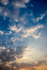 Wall Mural - colorful dramatic sky with cloud at sunset.sky with sun background