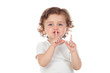 © Gelpi - Cute baby has put forefinger to lips as sign of silence