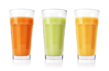 Wall Mural - Green, orange and yellow smoothies