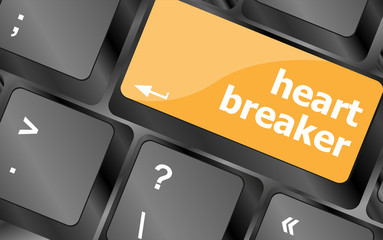 Poster - heart breaker word on keyboard key, love concept