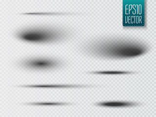 Poster - Set of transparent oval shadow with soft edges isolated. Vector
