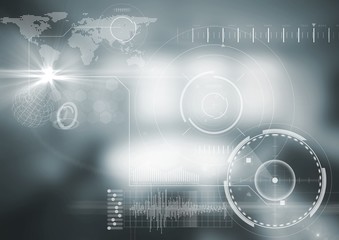 Poster - white interface with flare against blurry grey room