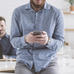 Wall Mural - Businessman Using Phone