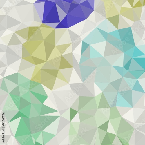 Plakat na zamówienie Abstract background of small triangles polygon blue and yellow and white and green fragments light and dark sharp throughout the drawing