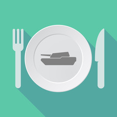 Sticker - Long shadow tableware with  a combat tank