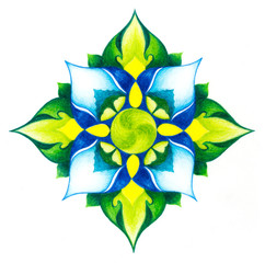 Aufkleber - color ornamental mandala on white paper background.