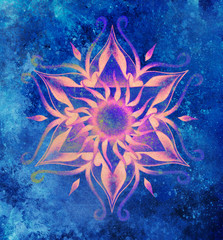 Aufkleber - ornamental mandala on abstract structured background with graphic effect.
